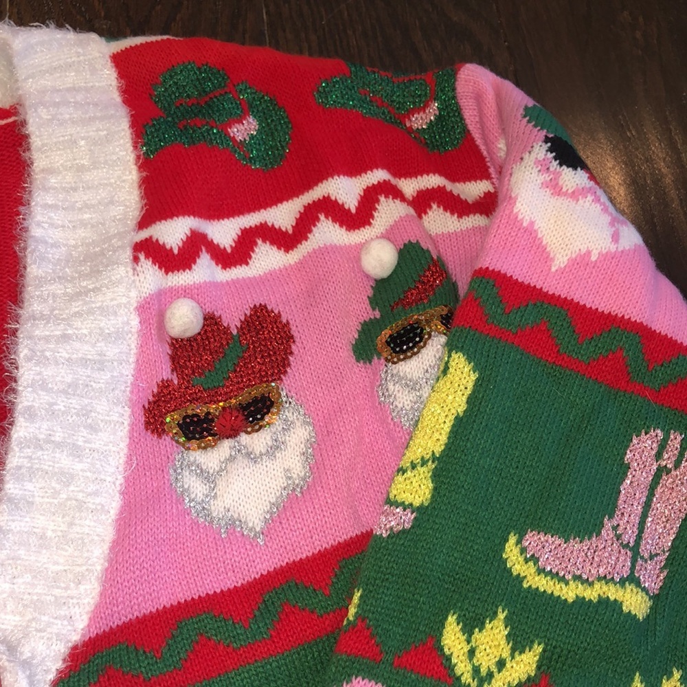 Holiday time red Christmas cardigan sweater cowboy boots country western cowgirl - Picture 7 of 12